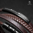 personalisiertes braun lederarmband herren mit gravur uniqal shape bracelet